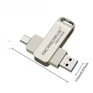 Metal USB Flash Drive 64GB 128GB 256GB Dual Type-C and USB 3.1 High-Speed