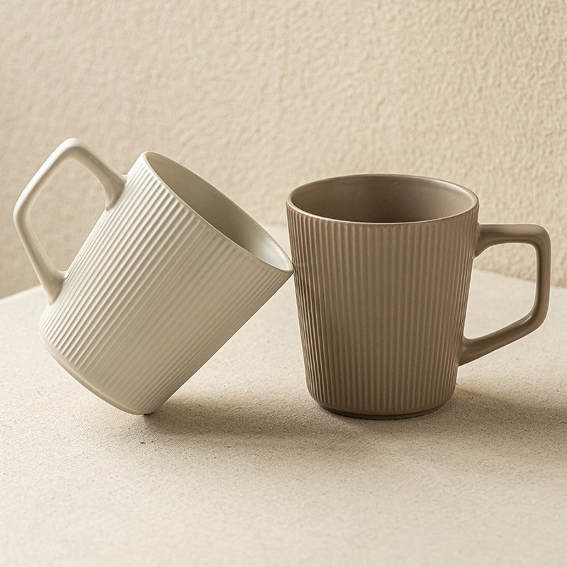 Simple Striped Ceramic Mug with Large Capacity - Image 4