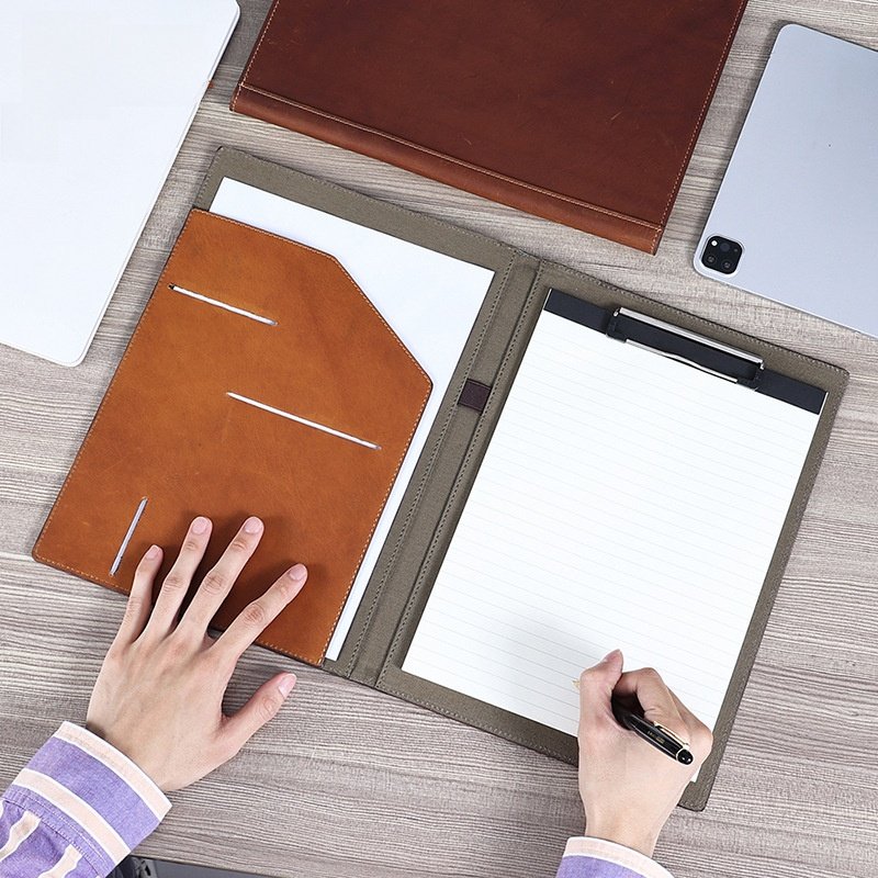 Premium Leather A4 Document Folder with Zipper - Image 2