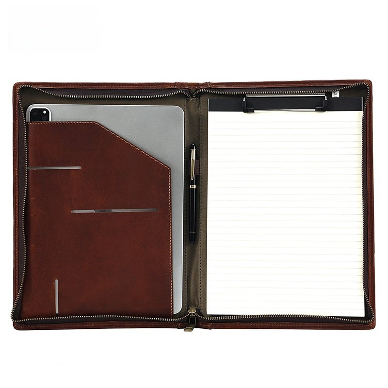 Premium Leather A4 Document Folder with Zipper