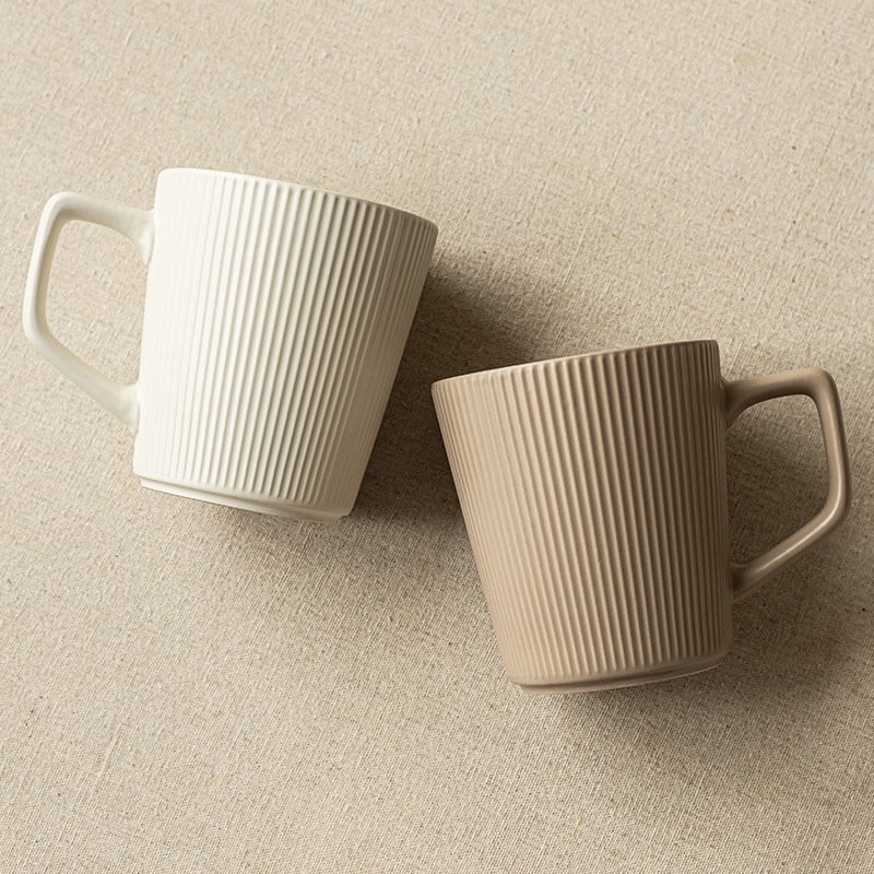 Simple Striped Ceramic Mug with Large Capacity - Image 2