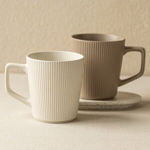 Simple Striped Ceramic Mug with Large Capacity