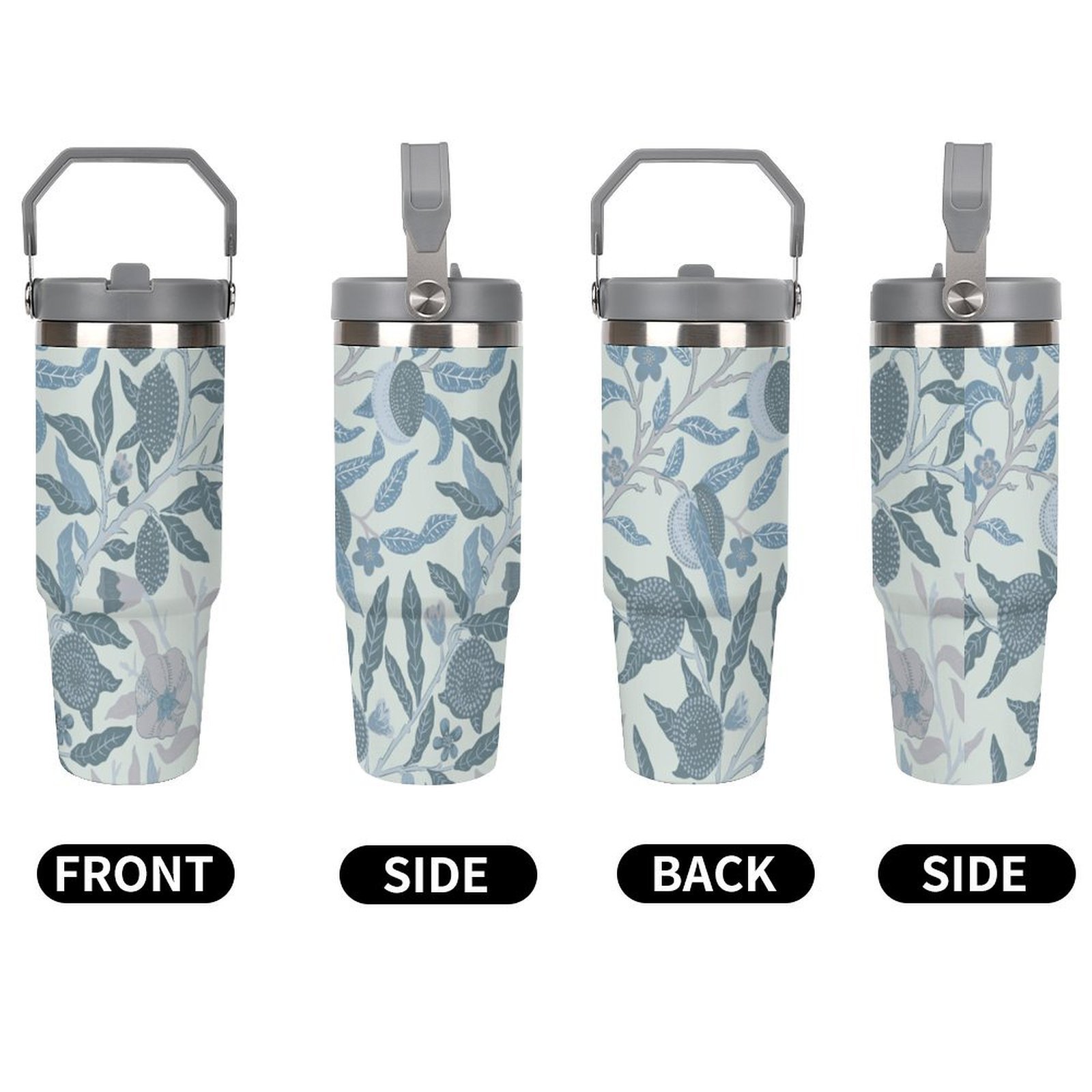 Drinkware Tumbler Vacuum Flask - Blue Design Tumbler with Top Handle (30oz) - Image 2