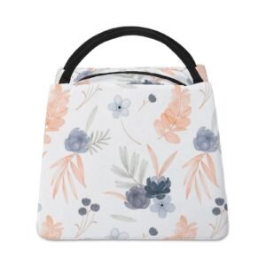 Thermal Lunch Bag Tote- Orange Floral Lunch Bag A005