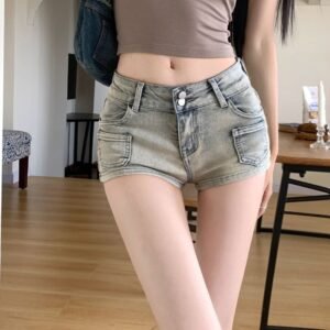 Distressed Denim Shorts Slim Fit