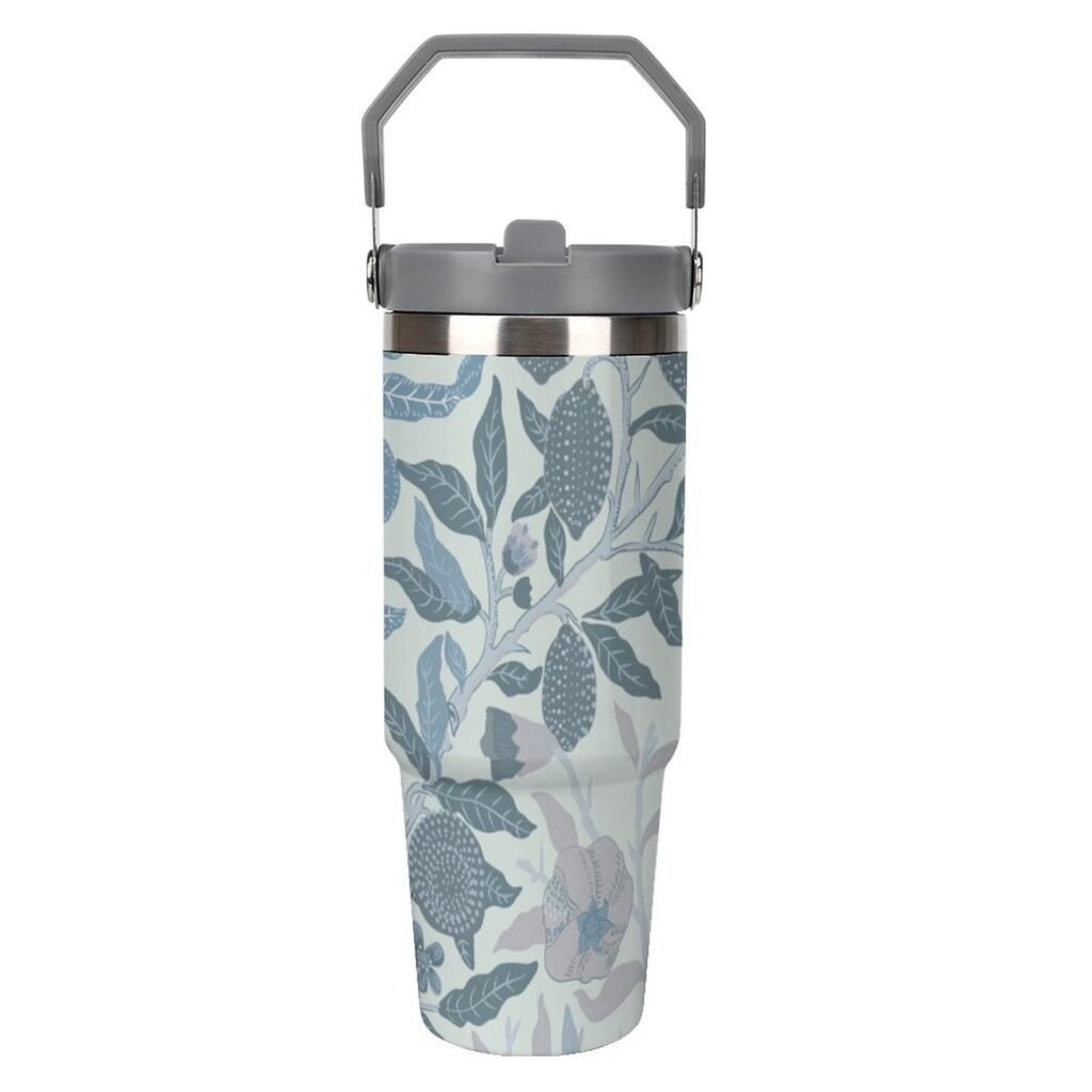 Drinkware Tumbler Vacuum Flask - Blue Design Tumbler with Top Handle (30oz)