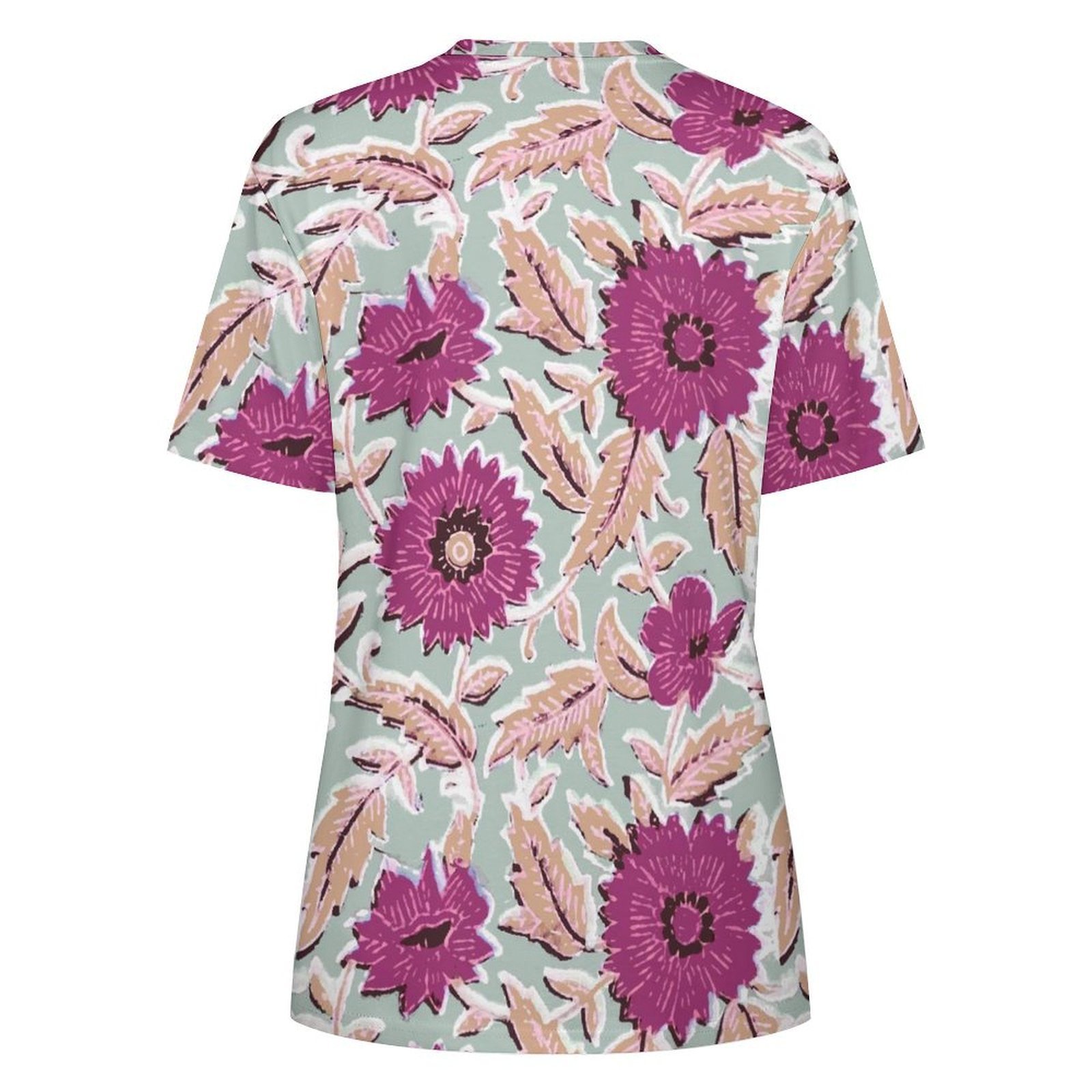 Floral Print blush magenta tone Women’s T-Shirt All-Over Print Women's Cotton T-Shirt - Image 2