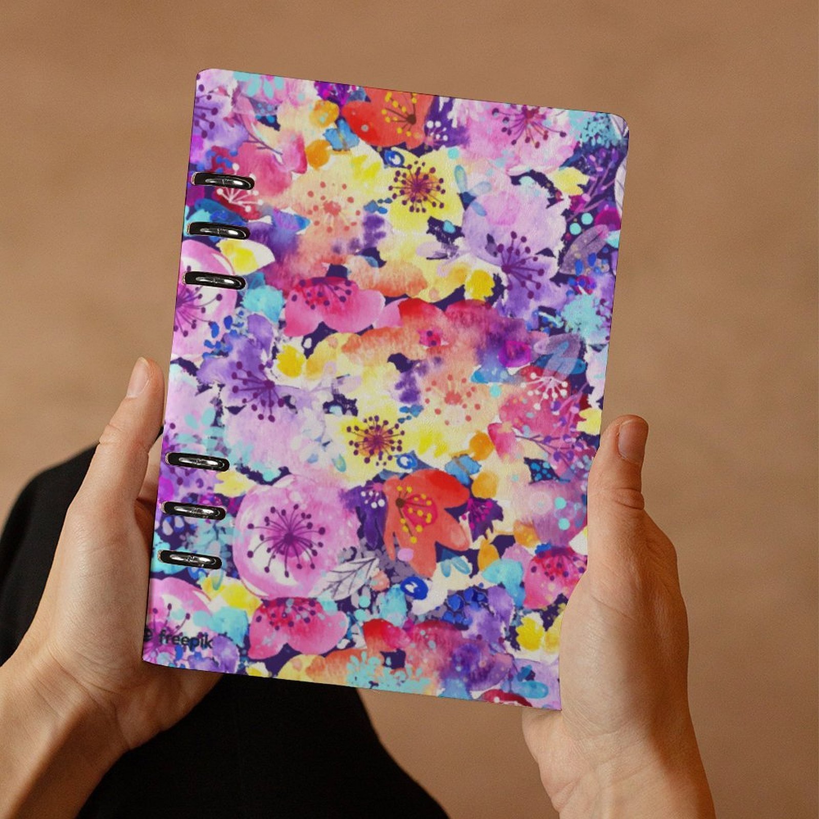 Watercolor multicolor Floral Spiral Journal Notebook artistic Binder Notebook (A5) Binder Notebook (A5) - Image 3
