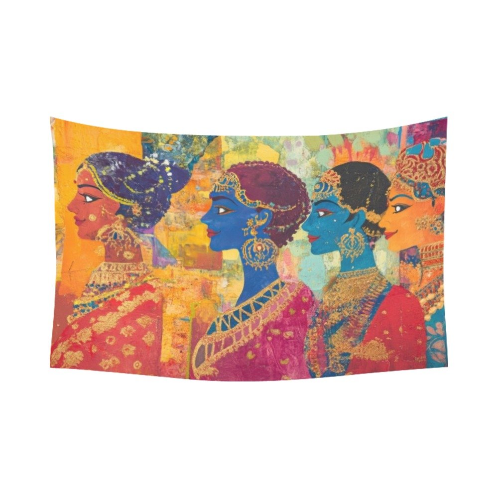 Four women decorative wall tapestry wall art Polyester Wall Tapestry 90"x 60" Polyester Peach Skin Wall Tapestry 90"x 60" - Image 3