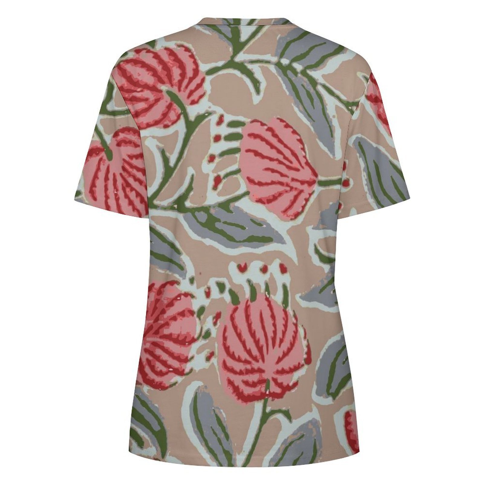 Botanical Tropical Floral Print Women’s T-Shirt All-Over Print Women's Cotton T-Shirt - Image 2