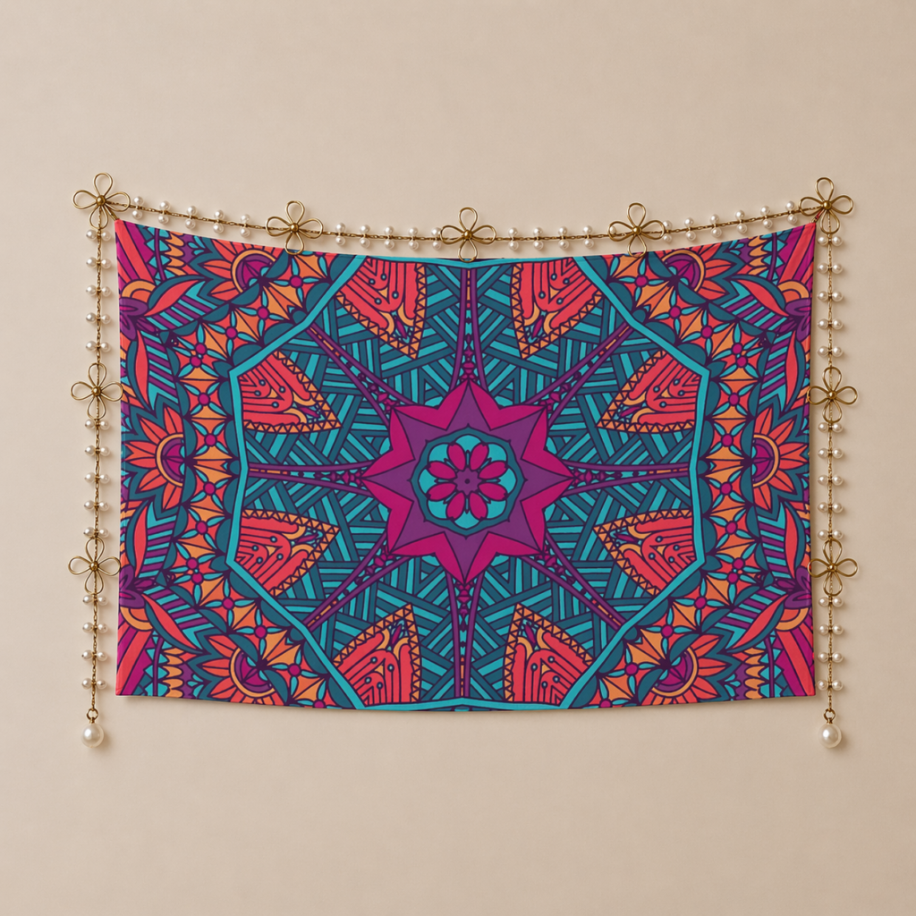 floral Polyester Peach Skin Wall Tapestry 90"x 60"