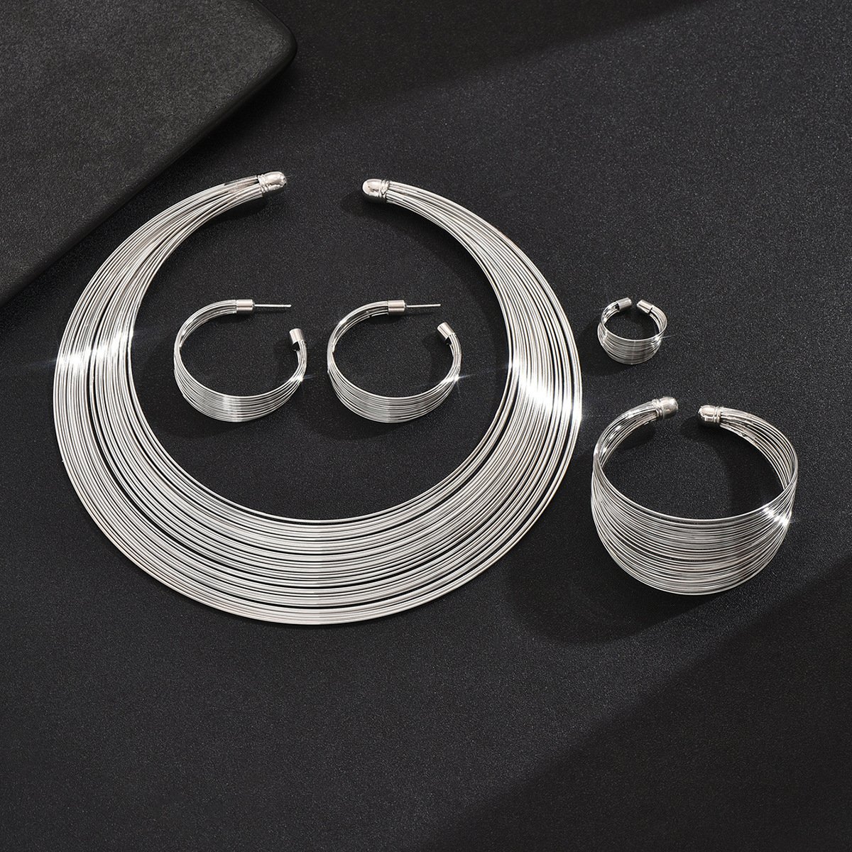 Multi-layer necklace earring bracelet set - Image 4