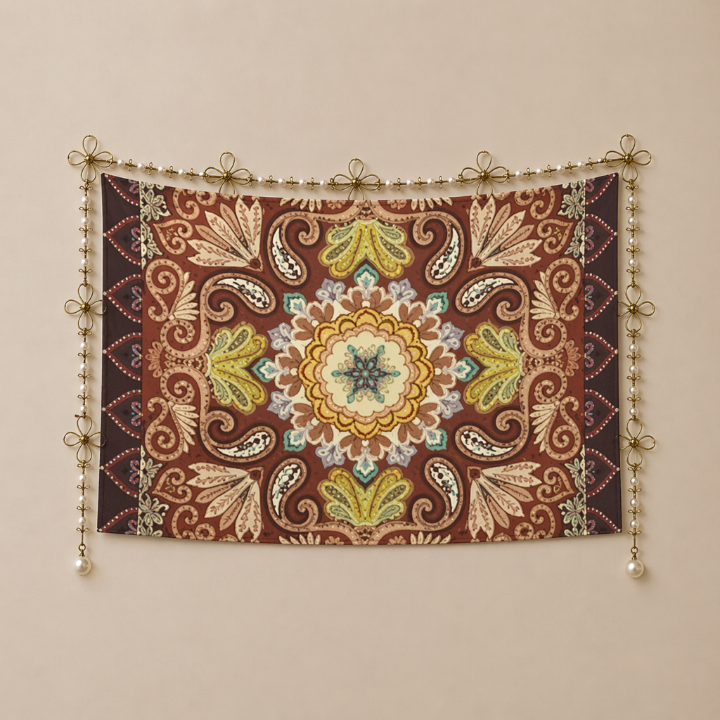 Abstract maroon floral decorative wall tapestry wall art Polyester wall Tapestry 90"x 60" Polyester Peach Skin Wall Tapestry 90"x 60"