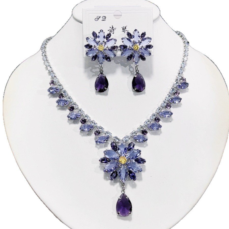 Zircon Luxury Necklace Earring set - Image 5