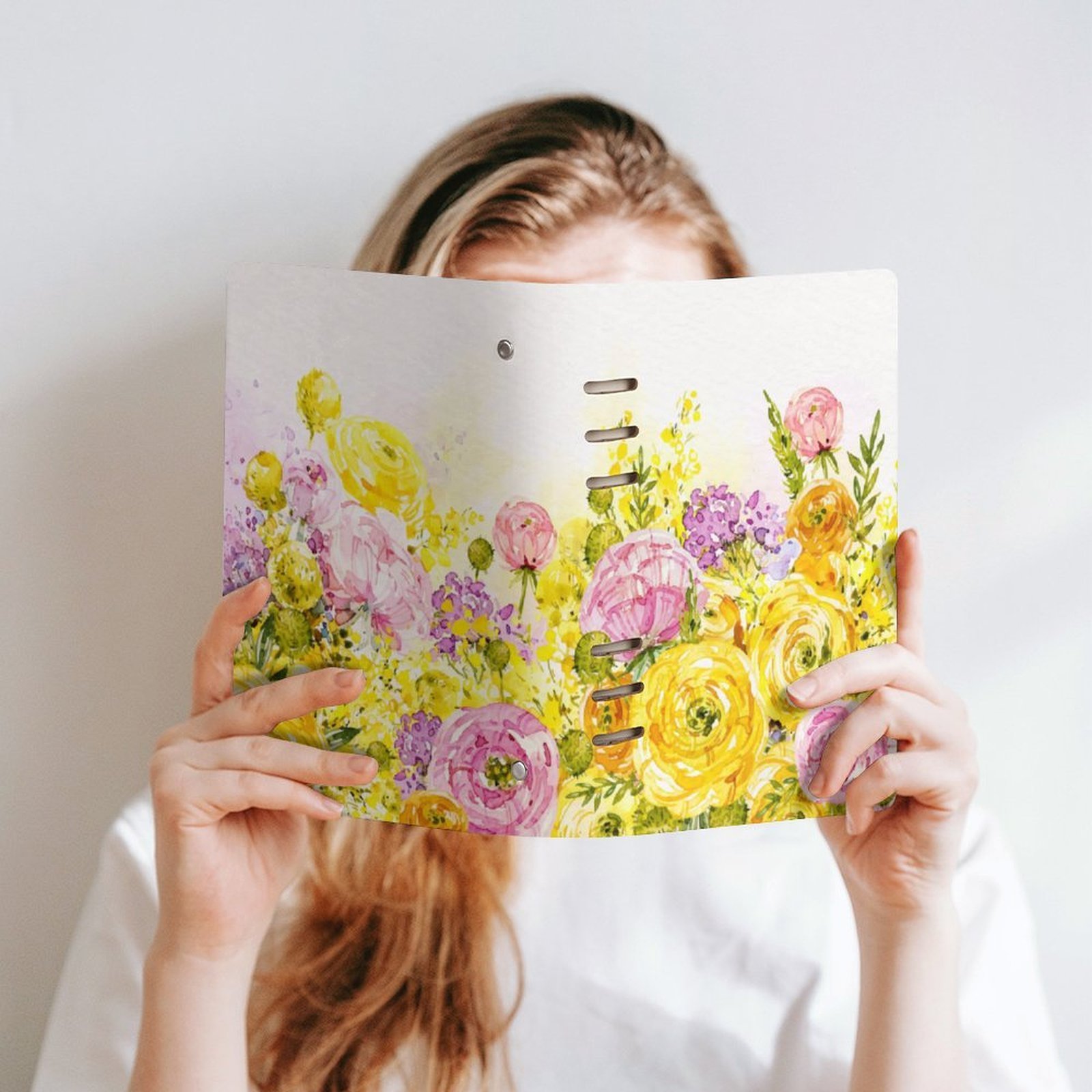 Watercolor Yellow Deep blush aesthetic Floral Spiral Journal Notebook artistic Binder Notebook (A5) Binder Notebook (A5) - Image 2