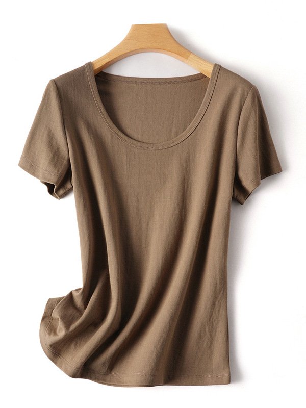 scoop -neck slimming women's T-shirt in linen cotton - Image 4