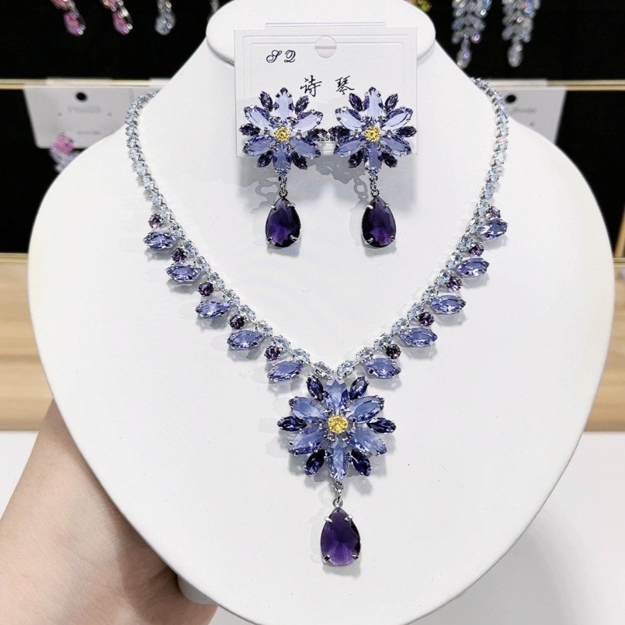 Zircon Luxury Necklace Earring set - Image 2
