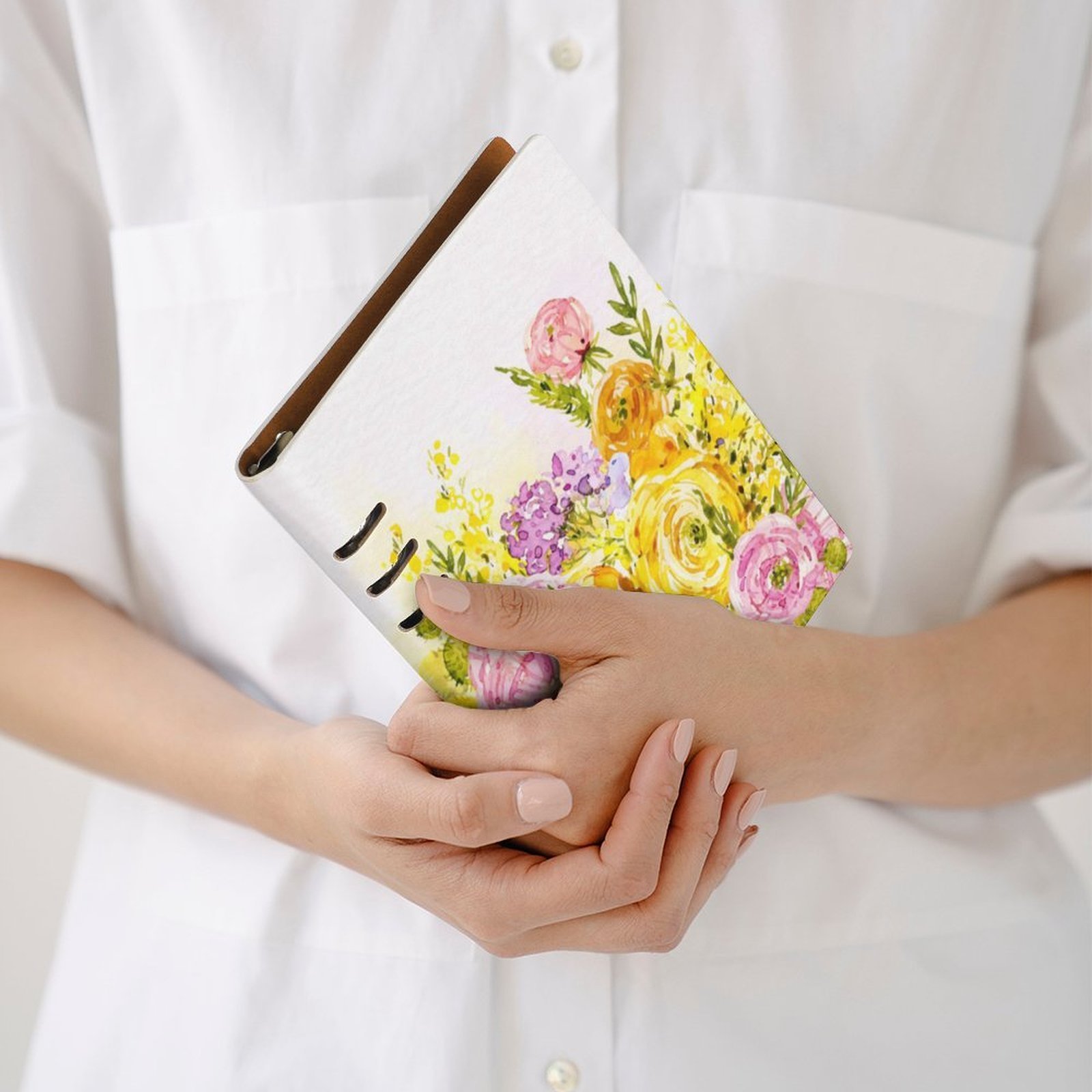 Watercolor Yellow Deep blush aesthetic Floral Spiral Journal Notebook artistic Binder Notebook (A5) Binder Notebook (A5) - Image 4