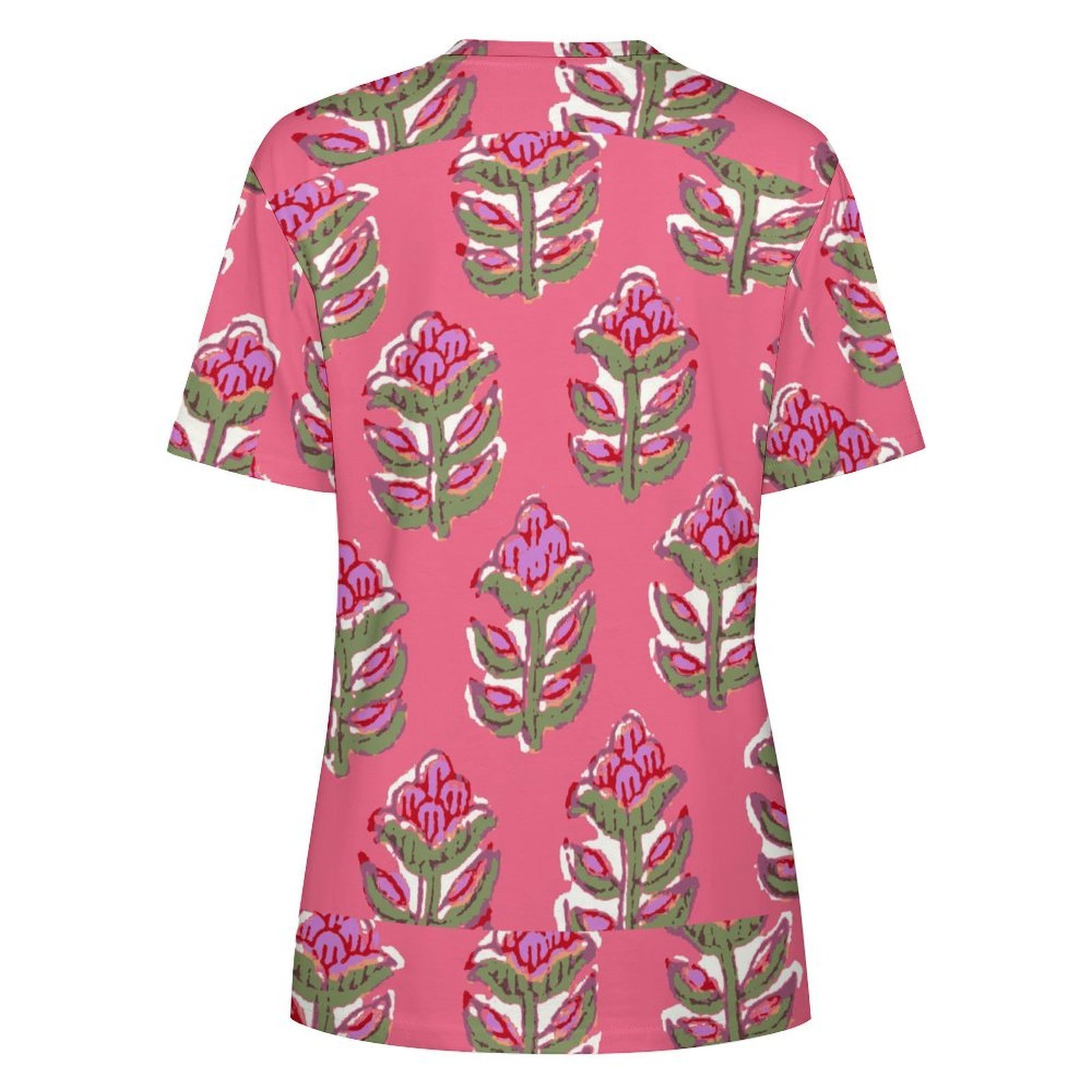 Floral Print Deep blush purple Women’s T-Shirt All-Over Print Women's Cotton T-Shirt - Image 2