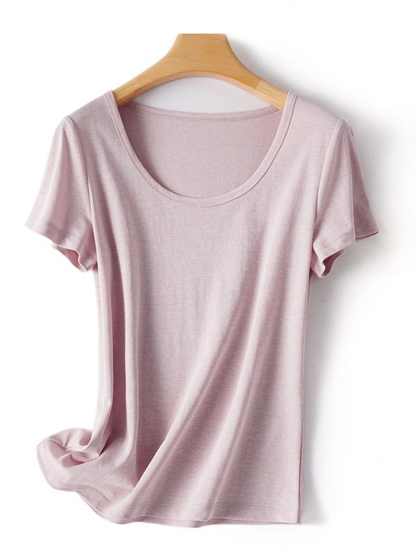 scoop -neck slimming women's T-shirt in linen cotton - Image 2