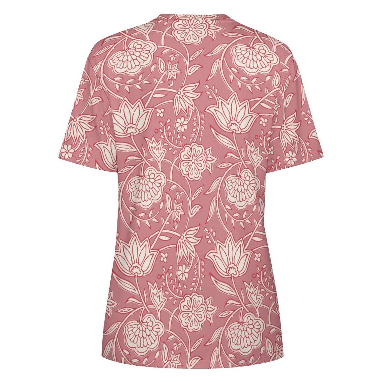 Blush Floral Print T-Shirt All-Over Print Women's Cotton T-Shirt - Image 2
