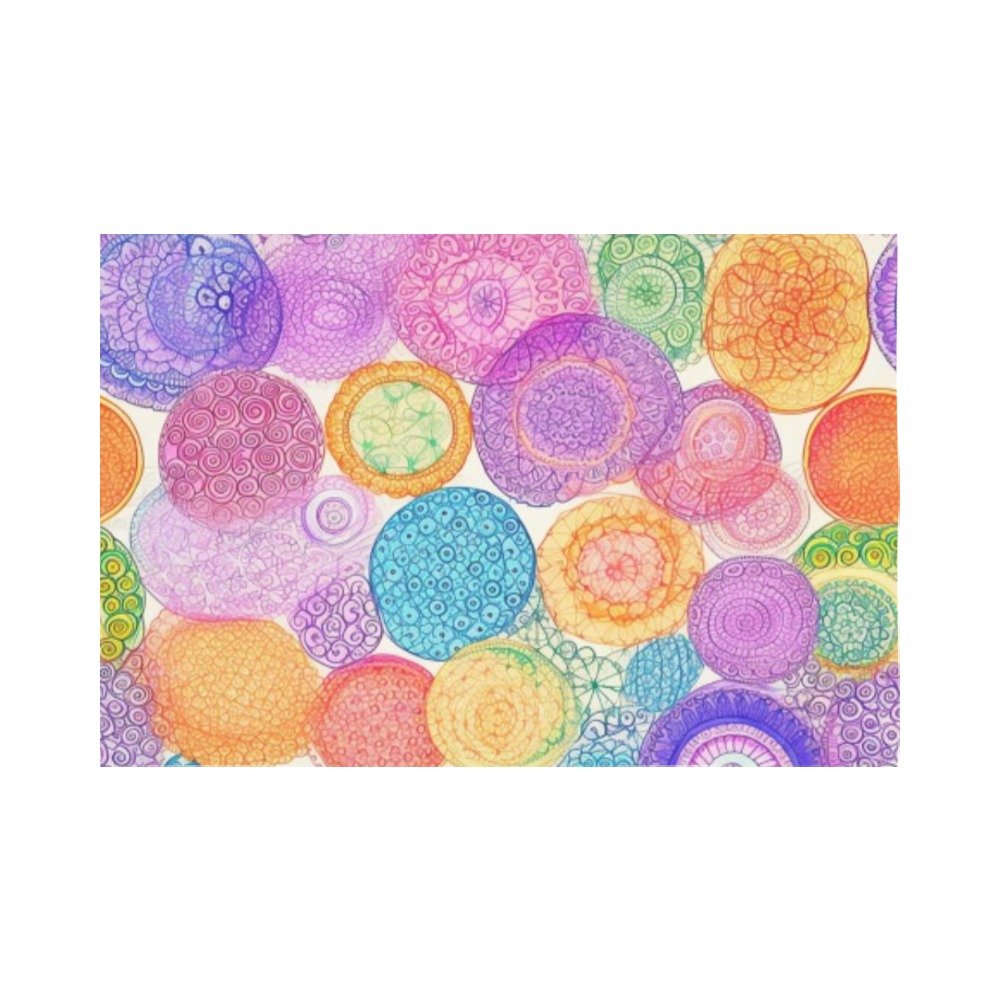 Circles floral decorative wall tapestry wall art Polyester wall Tapestry 90"x 60" Polyester Peach Skin Wall Tapestry 90"x 60" - Image 4