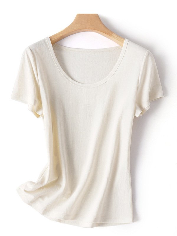 scoop -neck slimming women's T-shirt in linen cotton