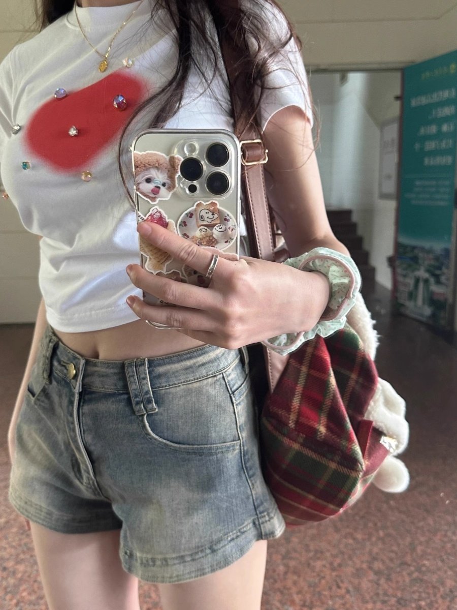 Womens High Waist Distressed Denim Shorts - Image 3