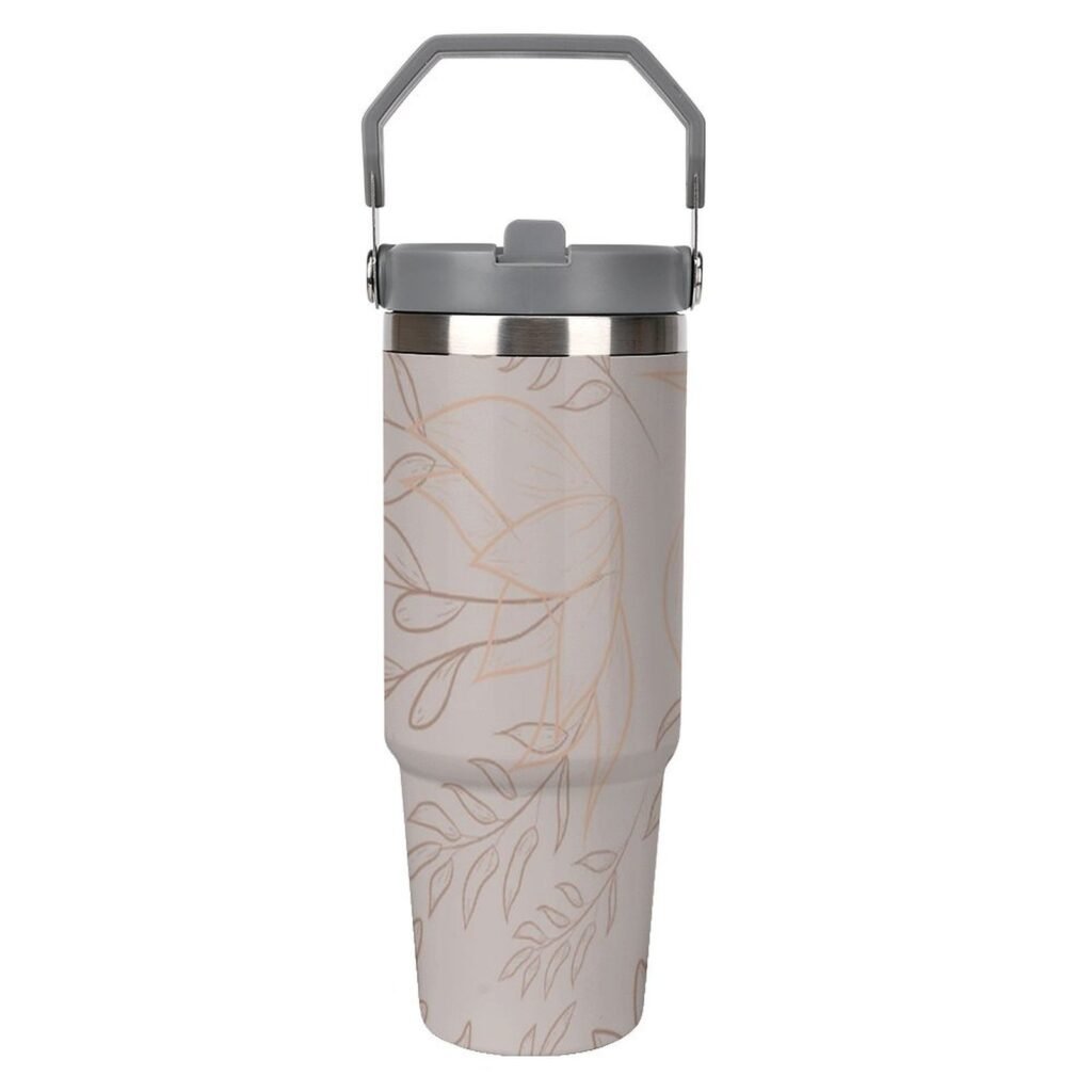 Drinkware Tumbler Vacuum Flask -Golden Brown Tumbler with Top Handle (30oz)