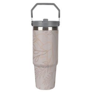 Drinkware Tumbler Vacuum Flask -Golden Brown Tumbler with Top Handle (30oz)