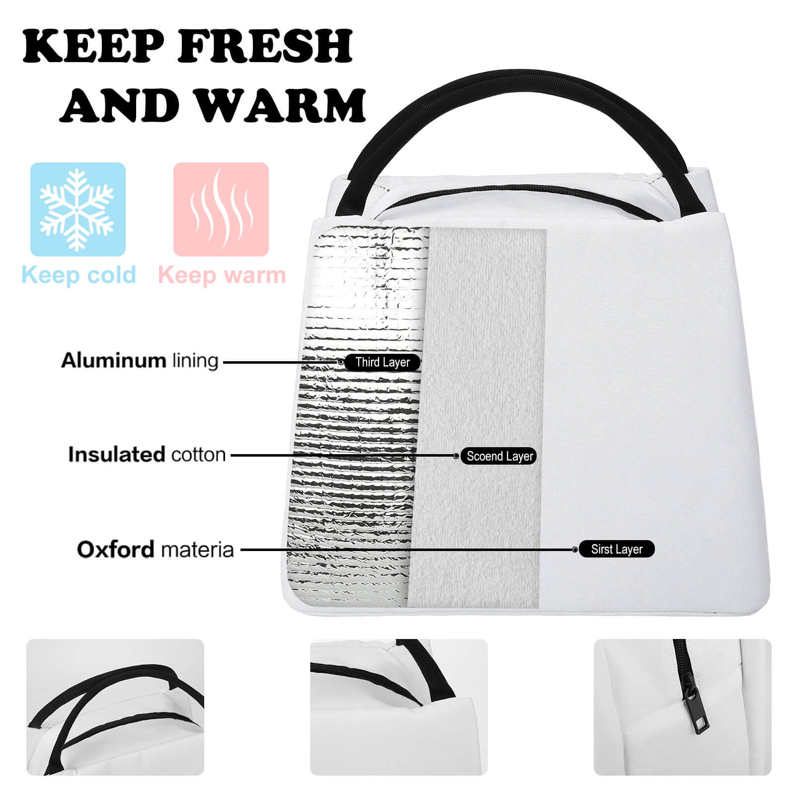 Thermal Lunch Bag Tote- Blue design Lunch Bag A005 - Image 5
