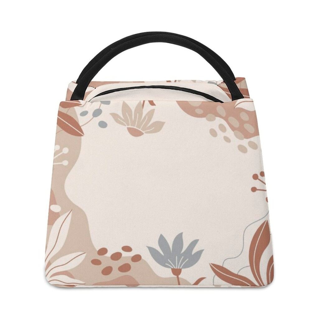 Thermal Lunch Bag Tote- Brown Beige Abstract Lunch Bag A005