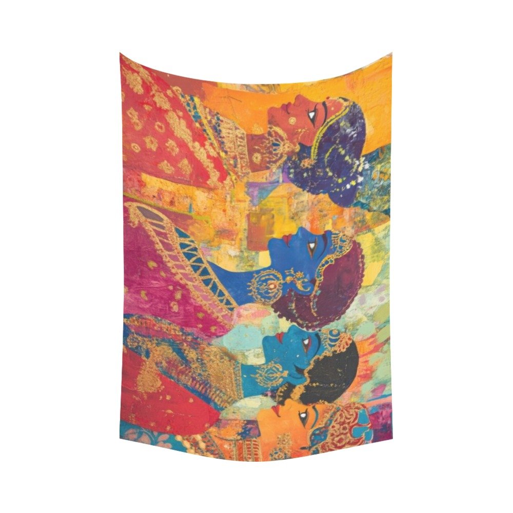 Four women decorative wall tapestry wall art Polyester Wall Tapestry 90"x 60" Polyester Peach Skin Wall Tapestry 90"x 60" - Image 2