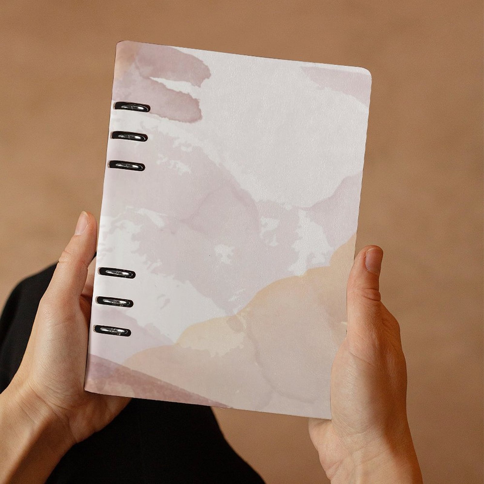 Abstract Beige Multi Design Spiral Journal Notebook Binder (A5) Artistic Binder Notebook (A5) - Image 3
