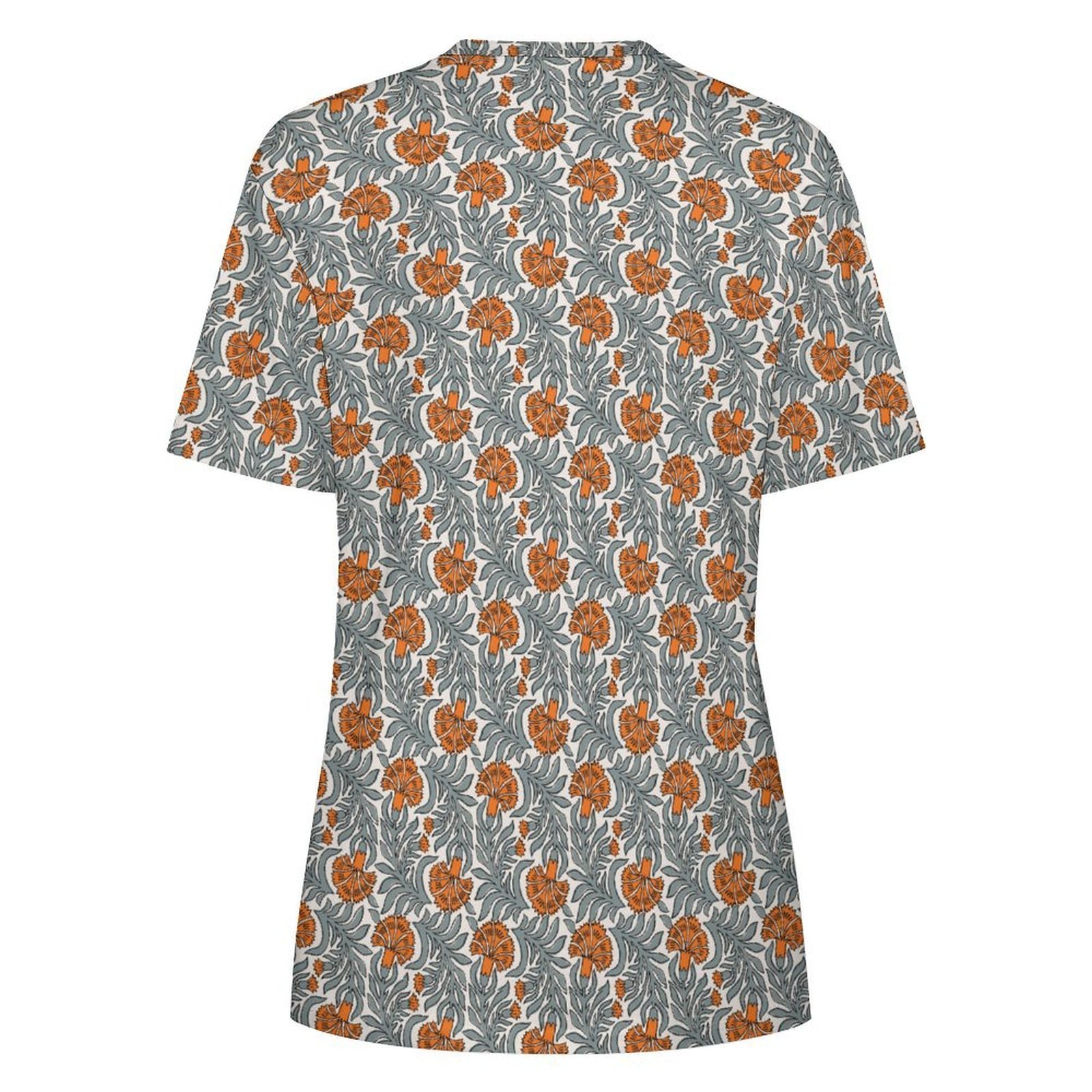 stylish orange floral print t-shirt All-Over Print Women's Cotton T-Shirt - Image 2