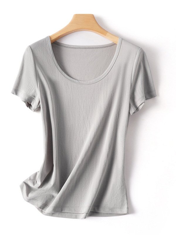 scoop -neck slimming women's T-shirt in linen cotton - Image 3