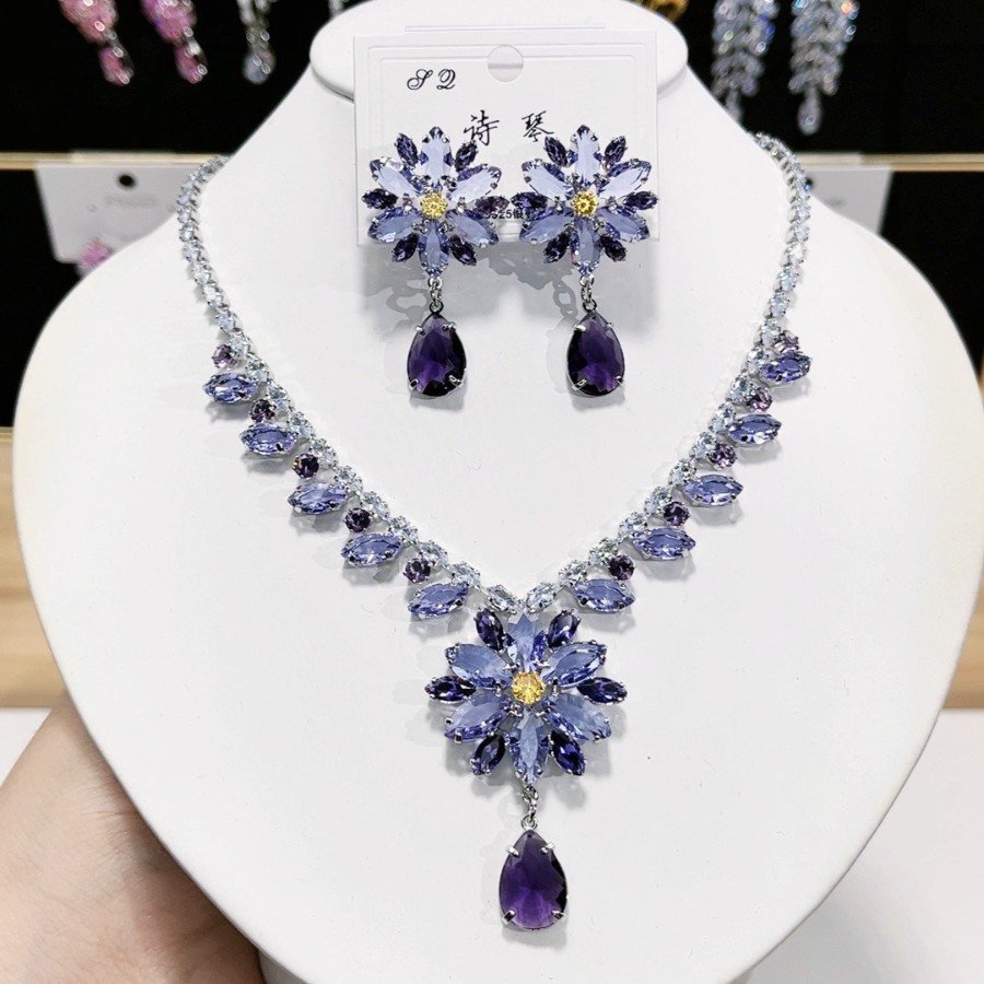 Zircon Luxury Necklace Earring set