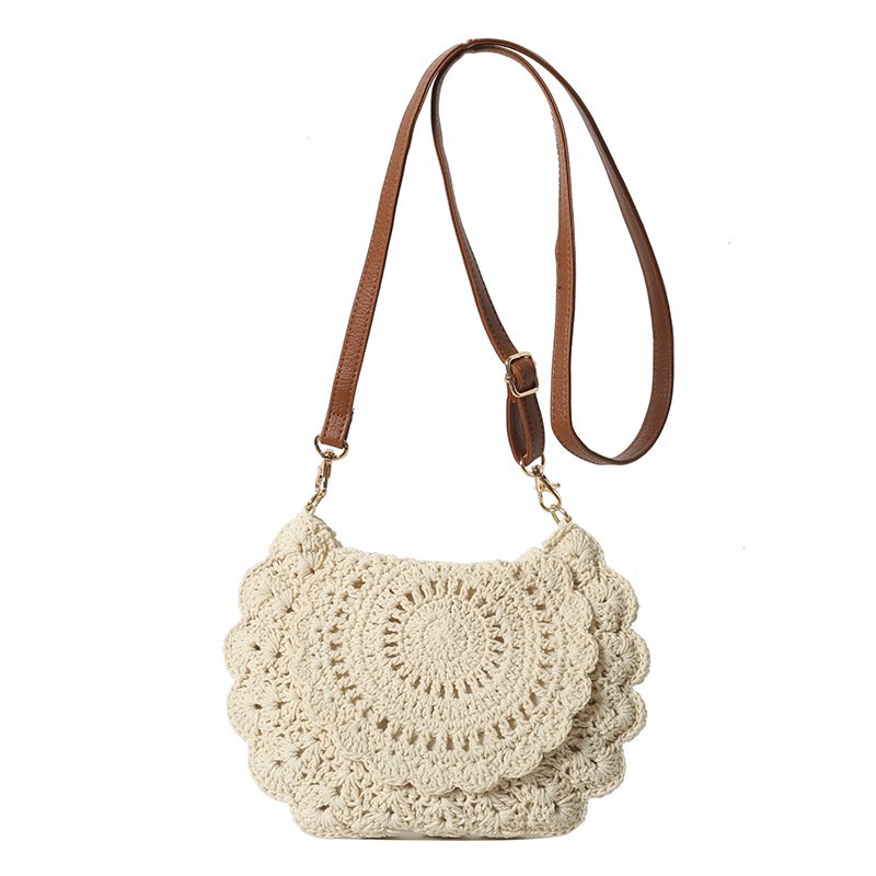 Cotton Lace Woven Round Shoulder Bag - Image 5