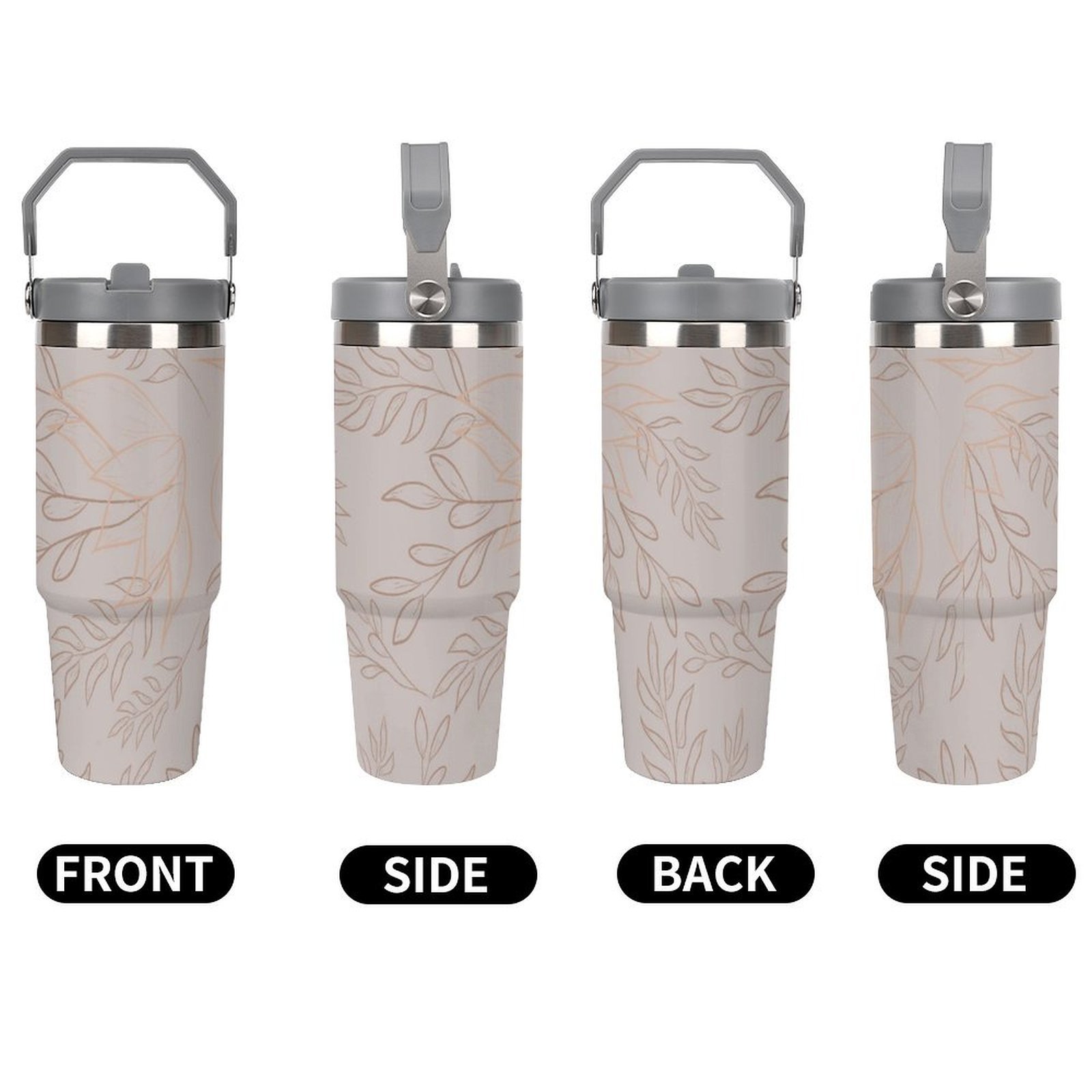 Drinkware Tumbler Vacuum Flask -Golden Brown Tumbler with Top Handle (30oz) - Image 2