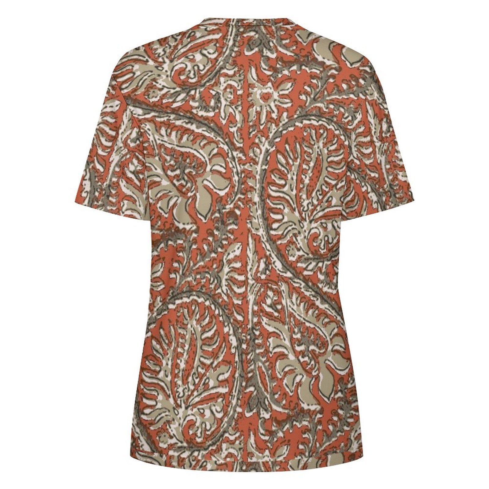 Floral Print Paisley Rust multi Women’s T-Shirt All-Over Print Women's Cotton T-Shirt - Image 2