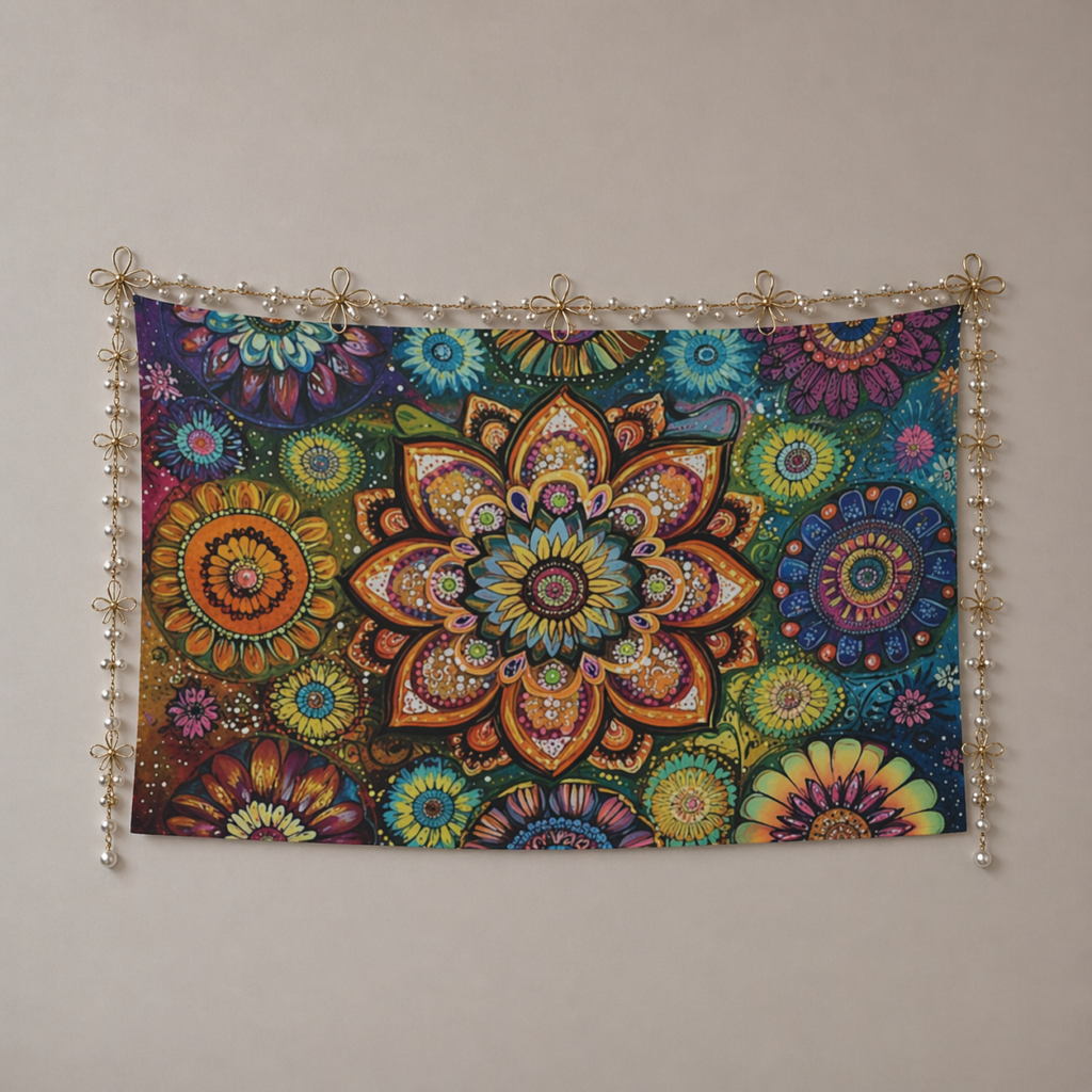 Abstract floral decorative wall tapestry wall art Polyester wall Tapestry 90"x 60" Polyester Peach Skin Wall Tapestry 90"x 60"