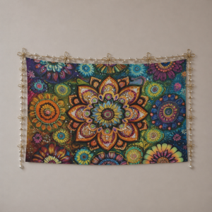 Abstract floral decorative wall tapestry wall art Polyester wall Tapestry 90"x 60" Polyester Peach Skin Wall Tapestry 90"x 60"