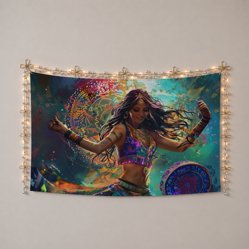 Dancing women decorative wall tapestry wall art Polyester Peach Skin Wall Tapestry 90"x 60"
