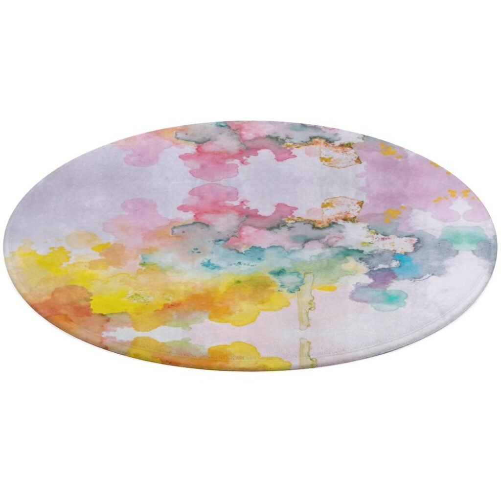 Designer Area Rug Circular Carpet multicolor