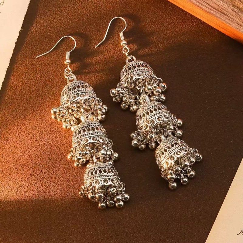 Jumka South asian tassel earrings - Image 3