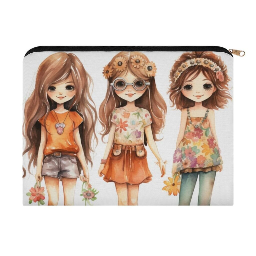 Big pouch bag floral abstract pattern 8.9"(L) × 6.5"(W)