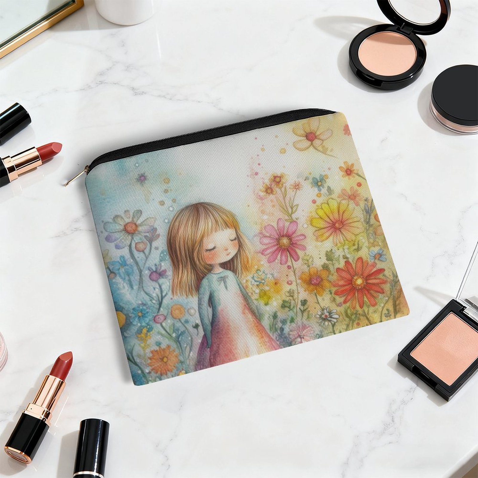 Big pouch bag floral abstract pattern 8.9"(L) × 6.5"(W) - Image 5