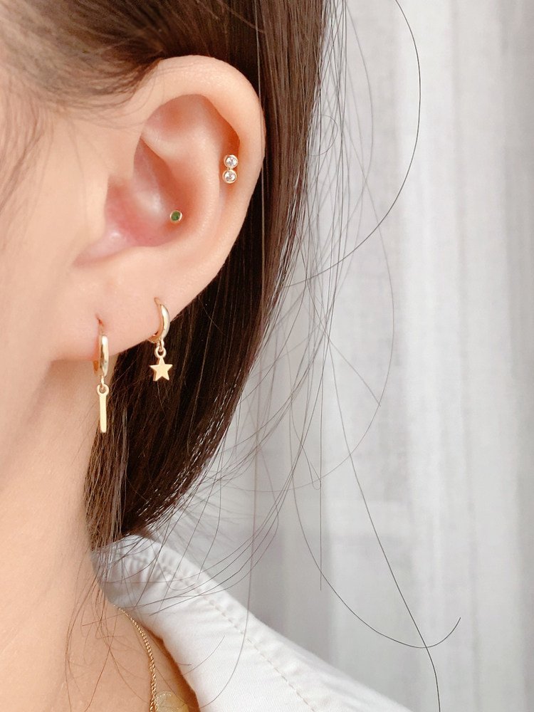 Simple and compact plain-hoop drop earrings/ear clips - Image 3