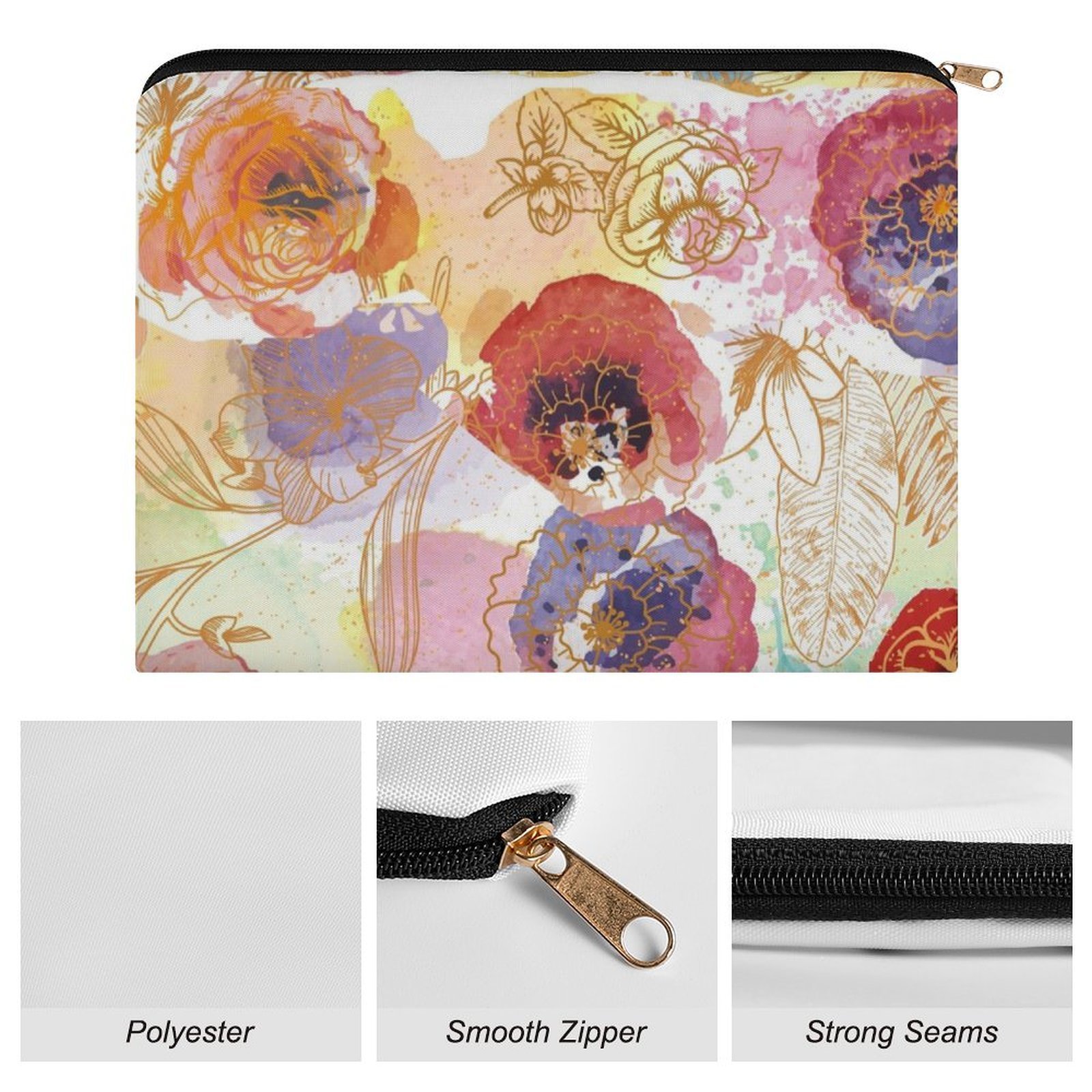 Big pouch bag floral abstract pattern 8.9"(L) × 6.5"(W) - Image 7