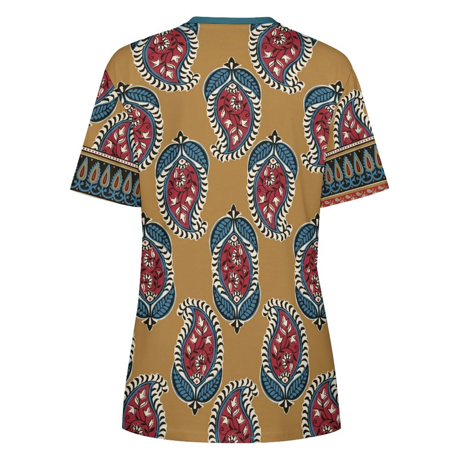 sleev border paisley rust tee All-Over Print Women's Cotton T-Shirt - Image 2
